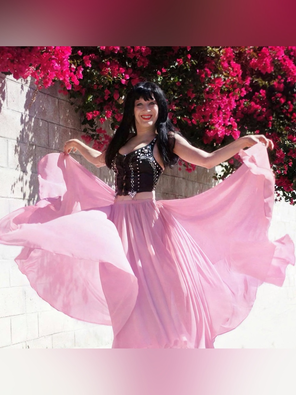 Pink chiffon double circle skirt Ameynra design 720" New